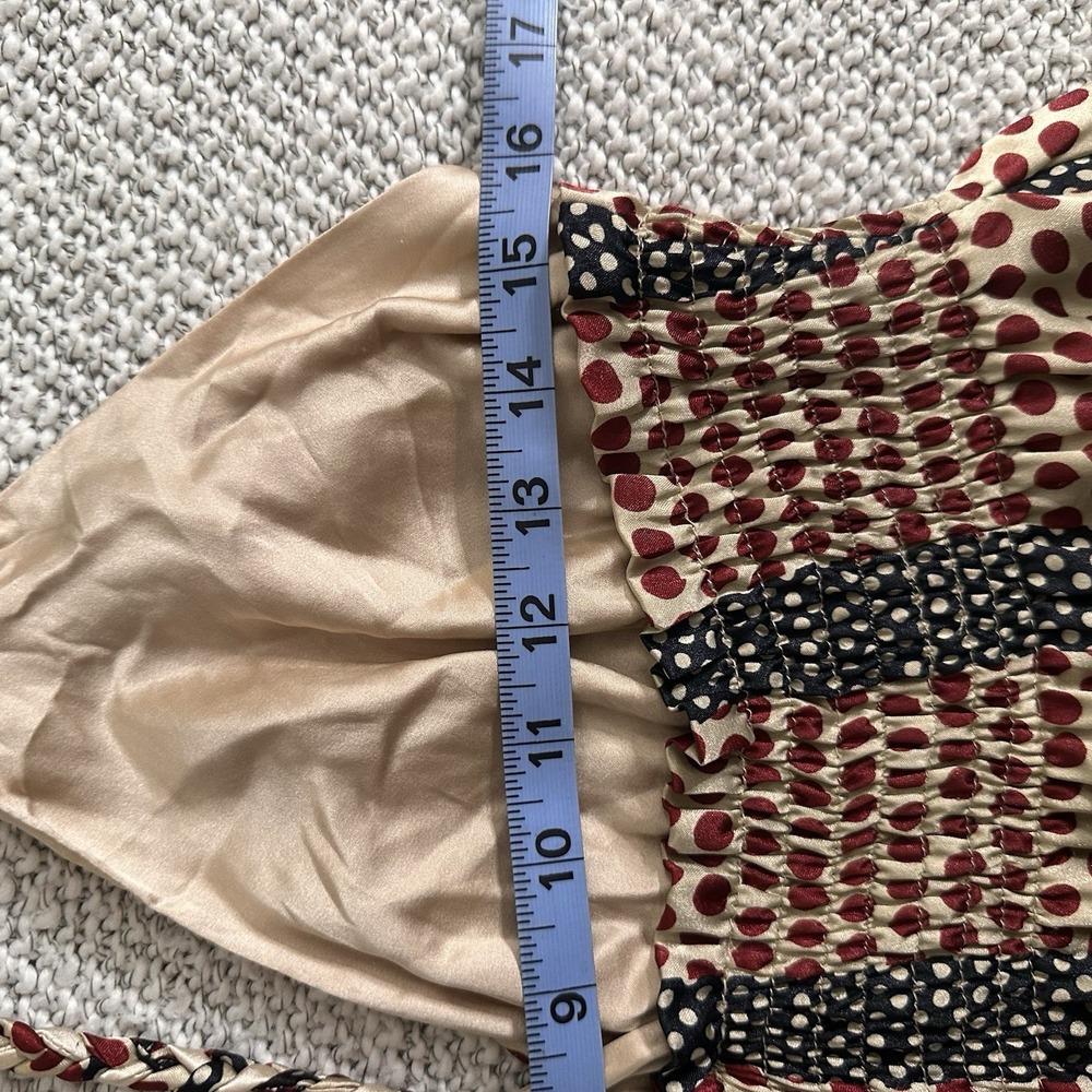 VTG Y2K Miss Me Womens Babydoll Halter Dress Polka Dot 100% Silk Boho Western - Picture 8 of 9